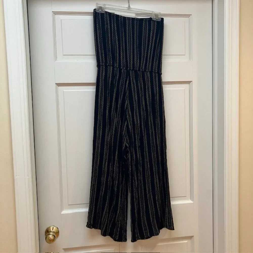 Elan Black and Gold Strapless Jumpsuit style coverup size M